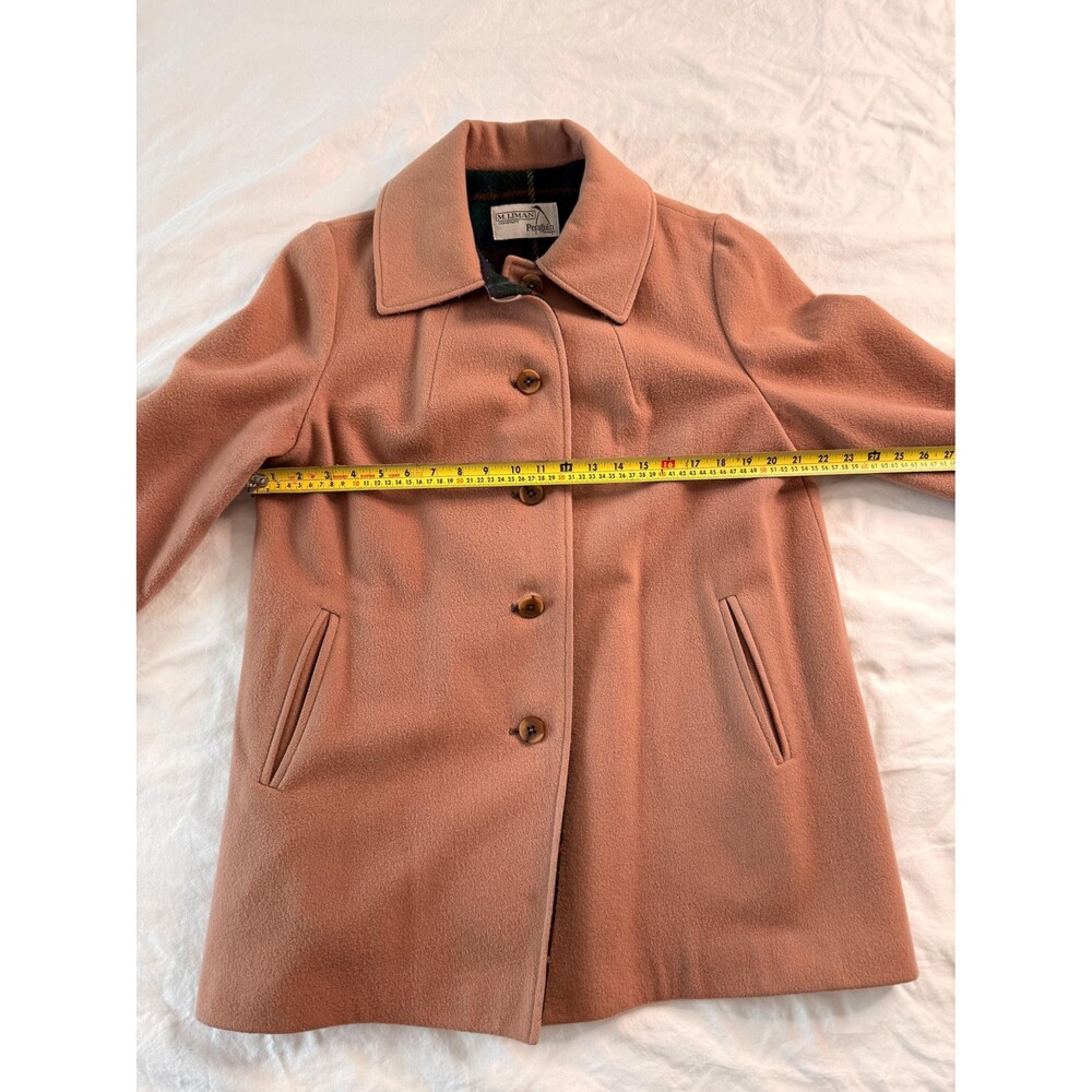 Vintage Camel Wool Coat 70s 80s Jacket Plaid Lined Winter Coat Women’s S-M - Picture 11 of 12